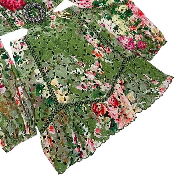 HEMANT AND NANDITA Zaria Short Dress in Military Green - Picture 4 of 13